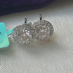 Certified 3.4 CT Moissanite Diamond 925 Sterling silver Stud Earrings
